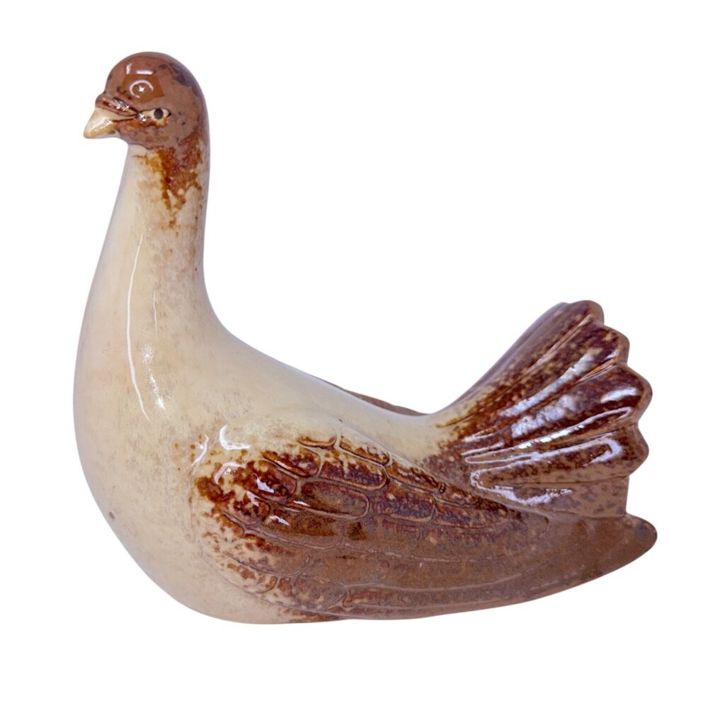 Mid Century Brown Glazed Pottery Dove Figurine Vintage Decor - Picture 2 of 10